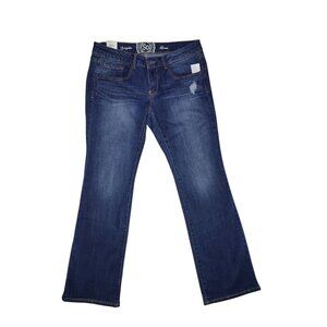 So Juniors Bootcut Medium Wash Distressed Mid Rise Jeans 15 Regular NWT